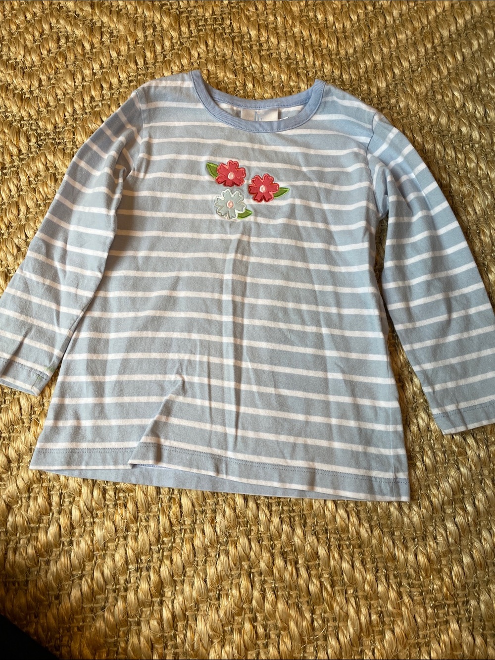 Little English blue stripe top with flowers size 4